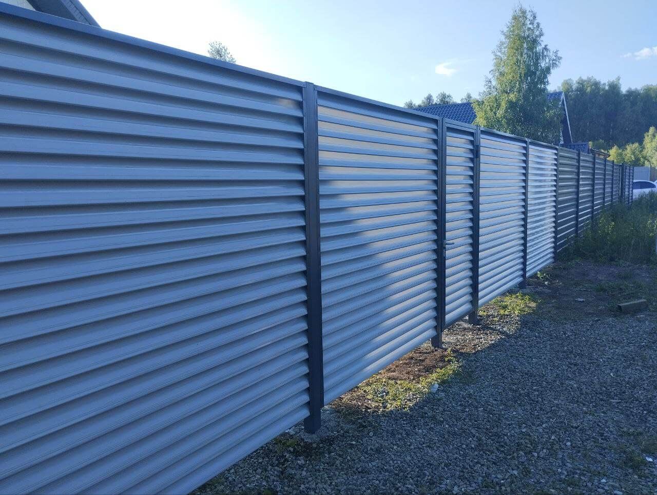 Забор из ламелей еврожалюзи 20м RAL7004 Серый в Симферополе