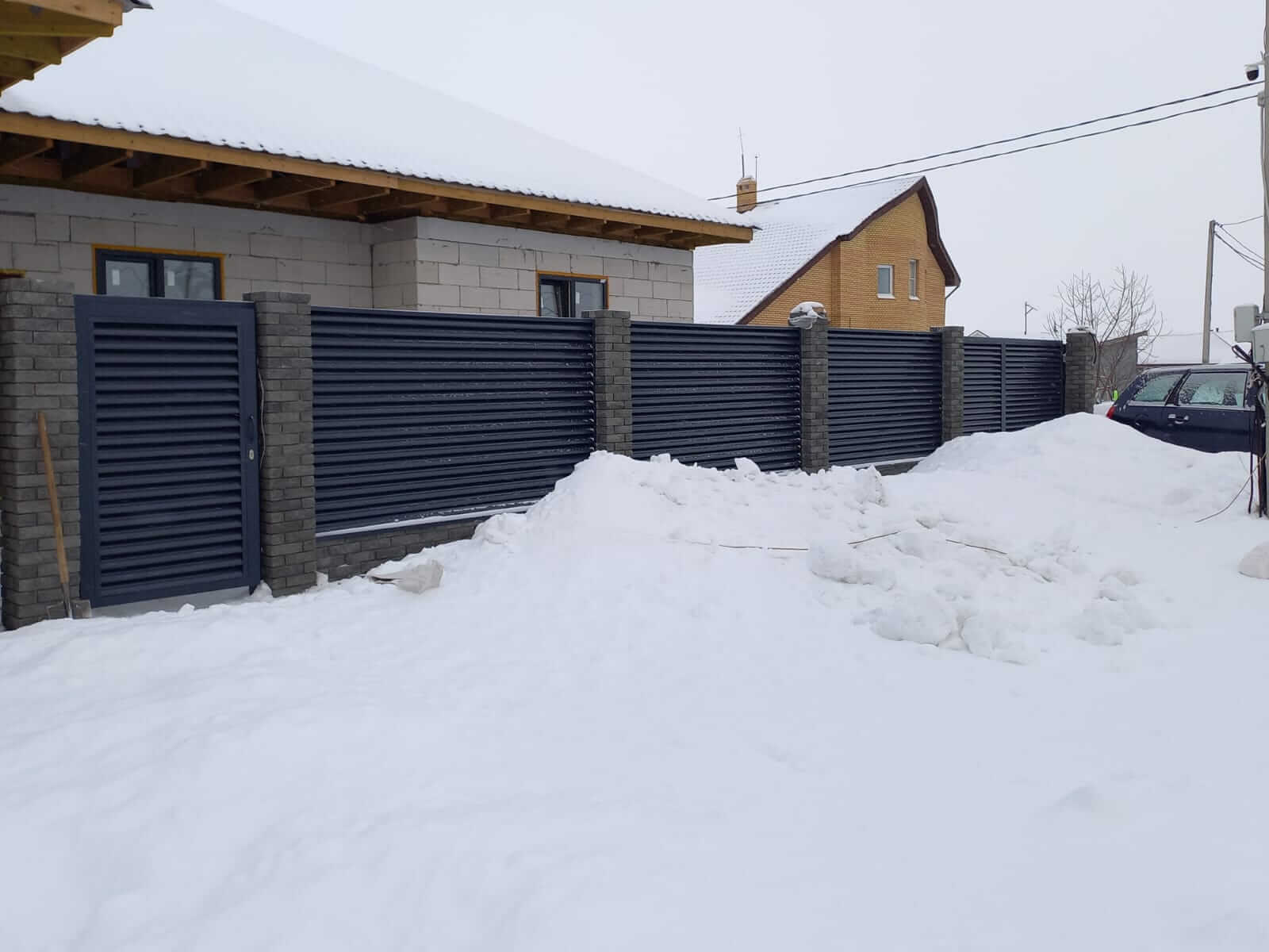 Забор из ламелей еврожалюзи 41м RAL7024/7024 Серый Графит двусторонний в Симферополе